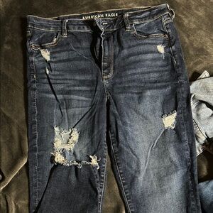 American Eagle Outfitters Blue Boyfriend Jeans Distressed